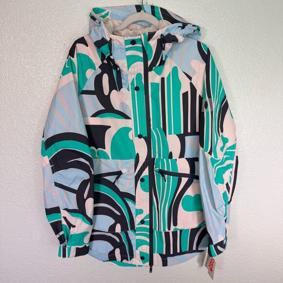 Free People Singing In The Rain Jacket Womens Small Colorful Print Packable NEW - Picture 1 of 14